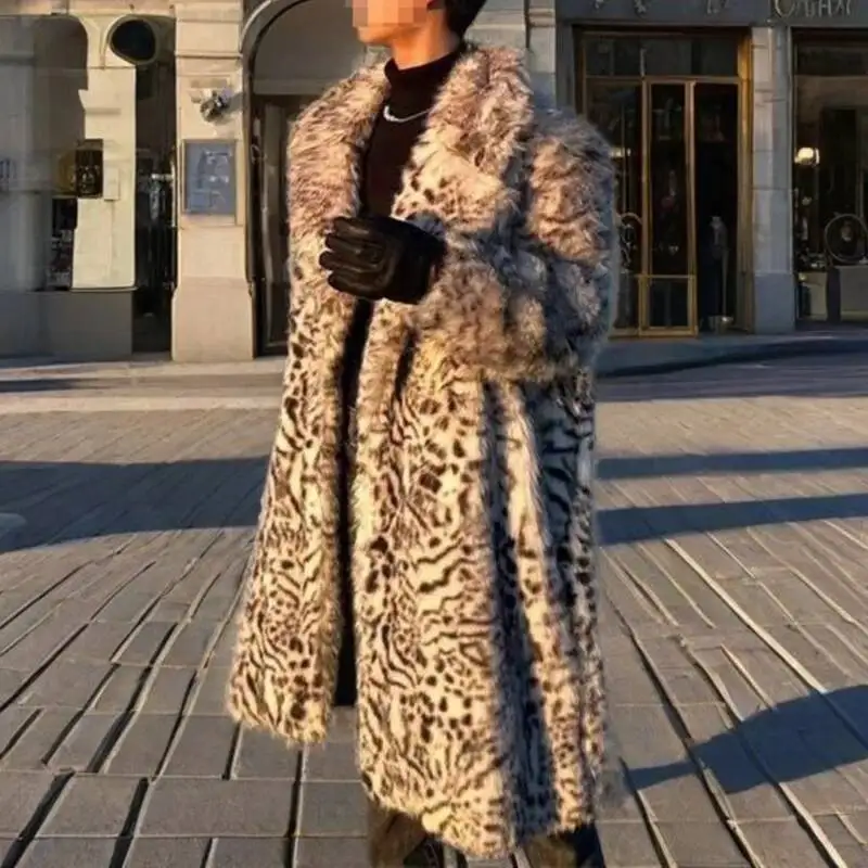 Men's Autumn Winter New Long Over The Knee Imitation Mink Fur Coat Thick Warm Windbreaker ﻿contrast XL90