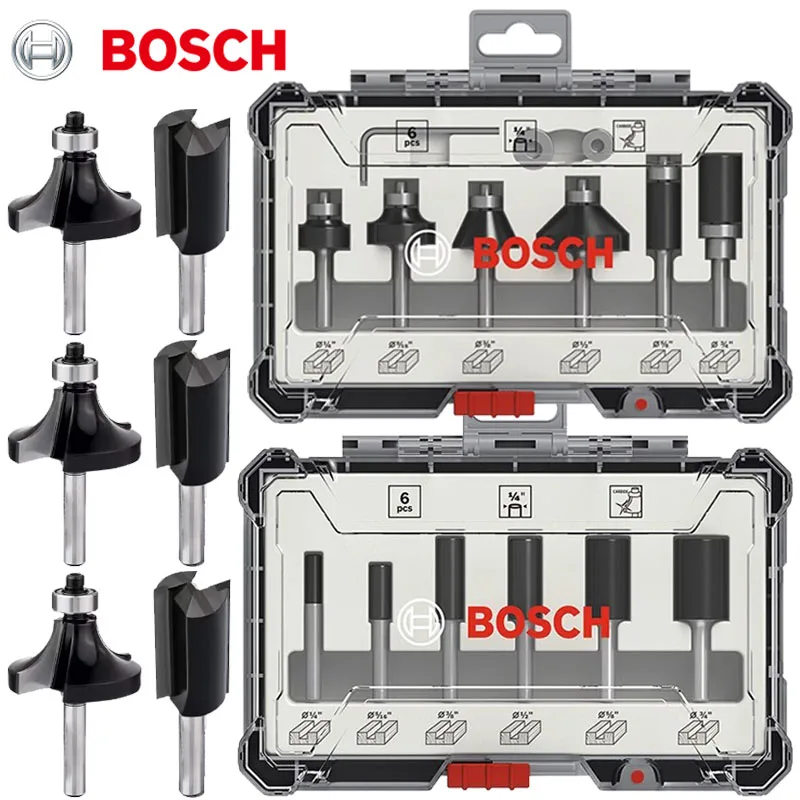 

6Pcs Bosch Wood Milling Blade Straight Edge Set Electric Tool Accessories for 1/4 Handle Clamping Woodworking Milling Cutters