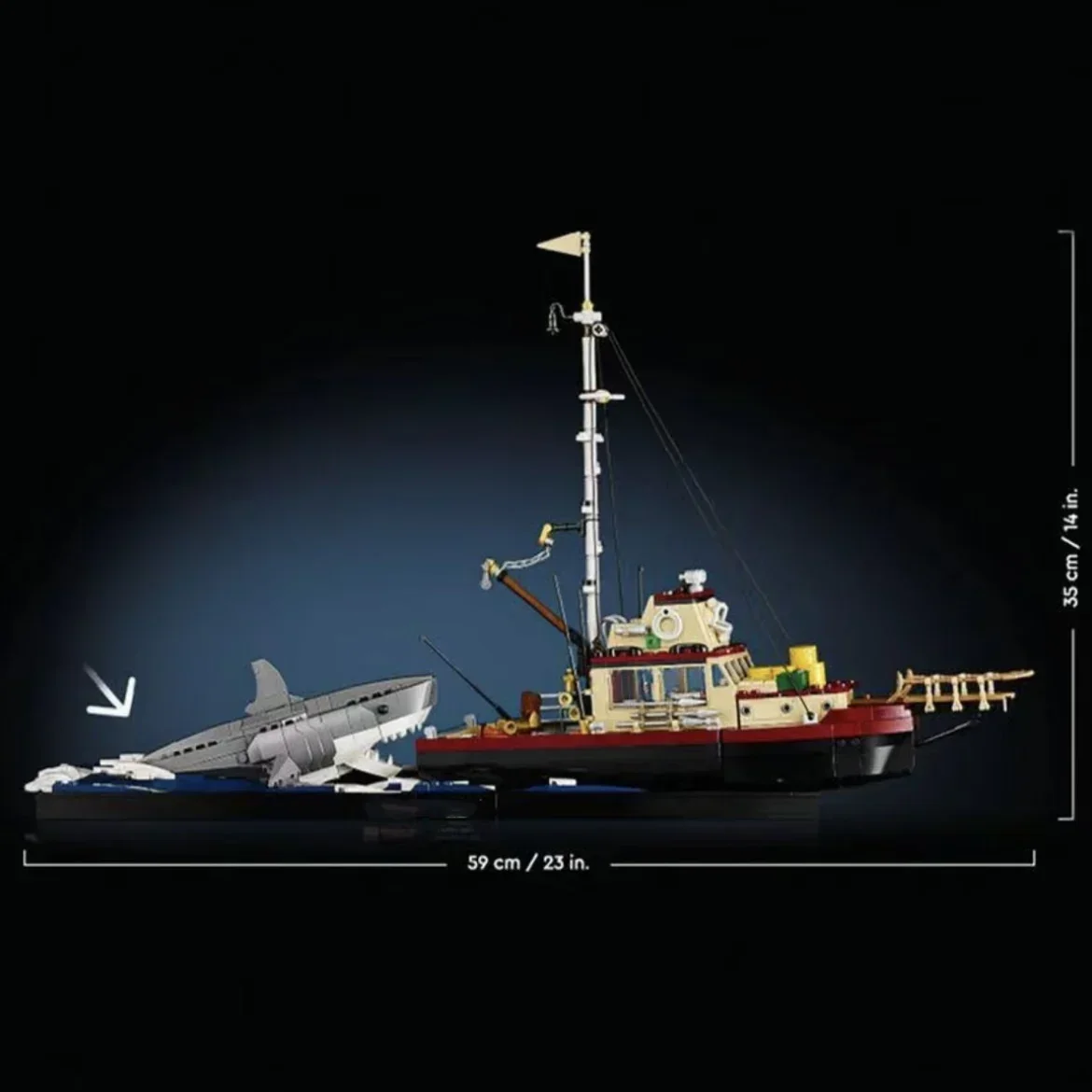 2024 nuevo 21350 mandíbulas Diorama barco tiburón barco pirata bloques de construcción barco de pesca modelo ladrillos juguetes regalo de cumpleaños para chico