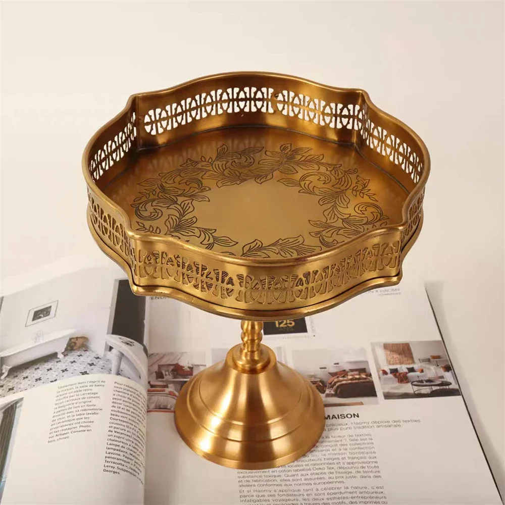 American Style High Foot Storage Fruit Plate Vintage Home Decoration Aromatherapy Tray Entrance Key Plate Ornament Storage Plate