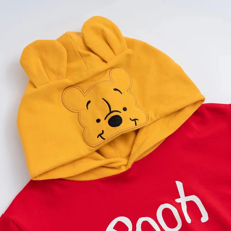 Vestiti estivi per neonati pagliaccetto per neonato cartone animato topolino Winnie the Pooh stampa tuta manica corta ragazza abiti con cappuccio