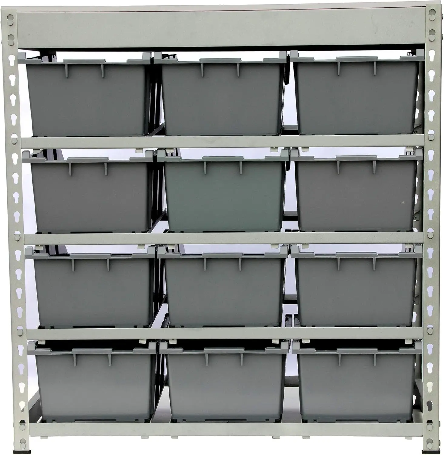 King's Rack Bin Rack Boltless Steel Storage System Organizer w/ 12 Plastic Bins in 4 tiers