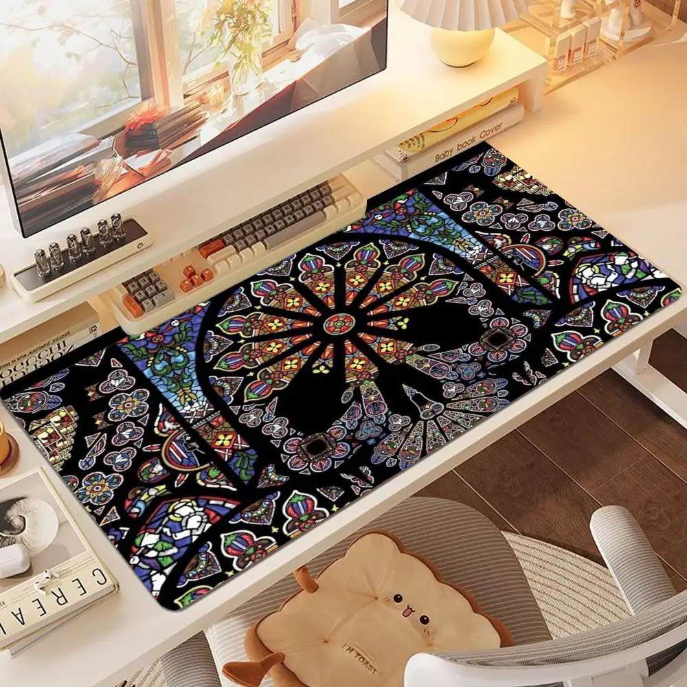 Natural rubber 3D lotus desk mat golden HD print tight stitching wear-resistant gaming office mat
