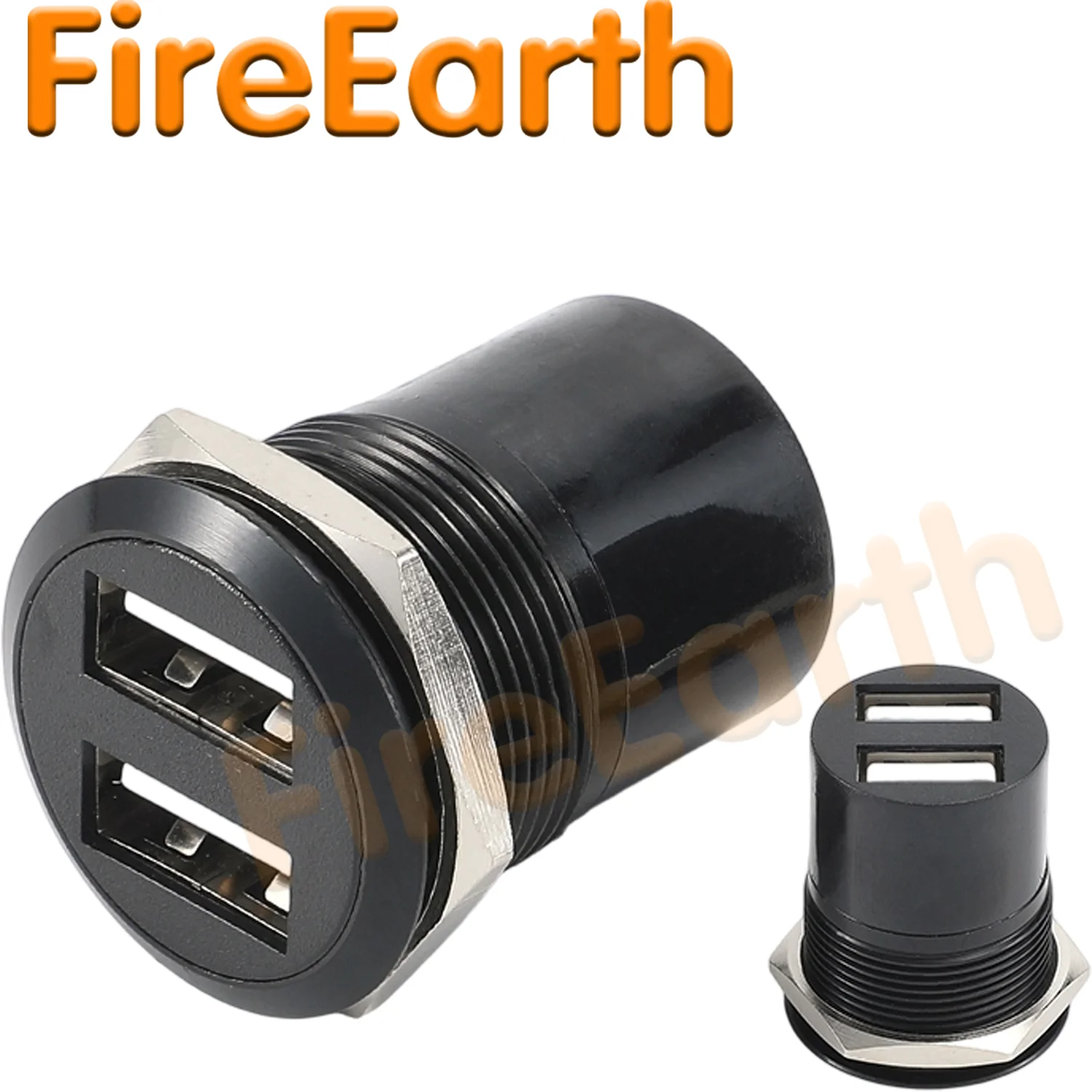 

USB 2.0 Panel Threaded Fixed Mount Adapter Dual USB Type-A Panel Mount Socket Female to Female with Anti-loosening Gasket