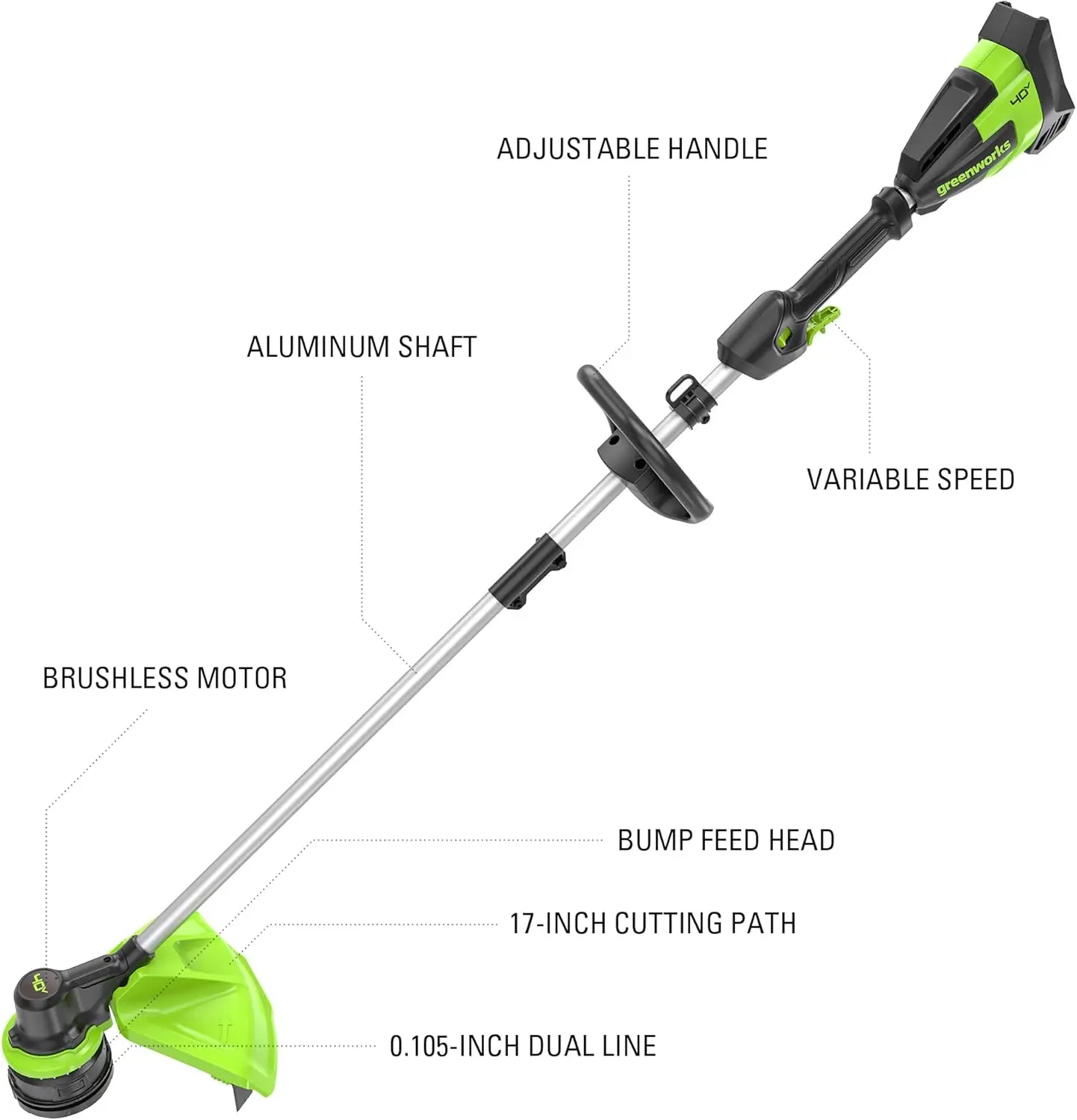 40V 17-Inch Brushless String Trimmer, 8Ah Battery And Rapid Charger Included