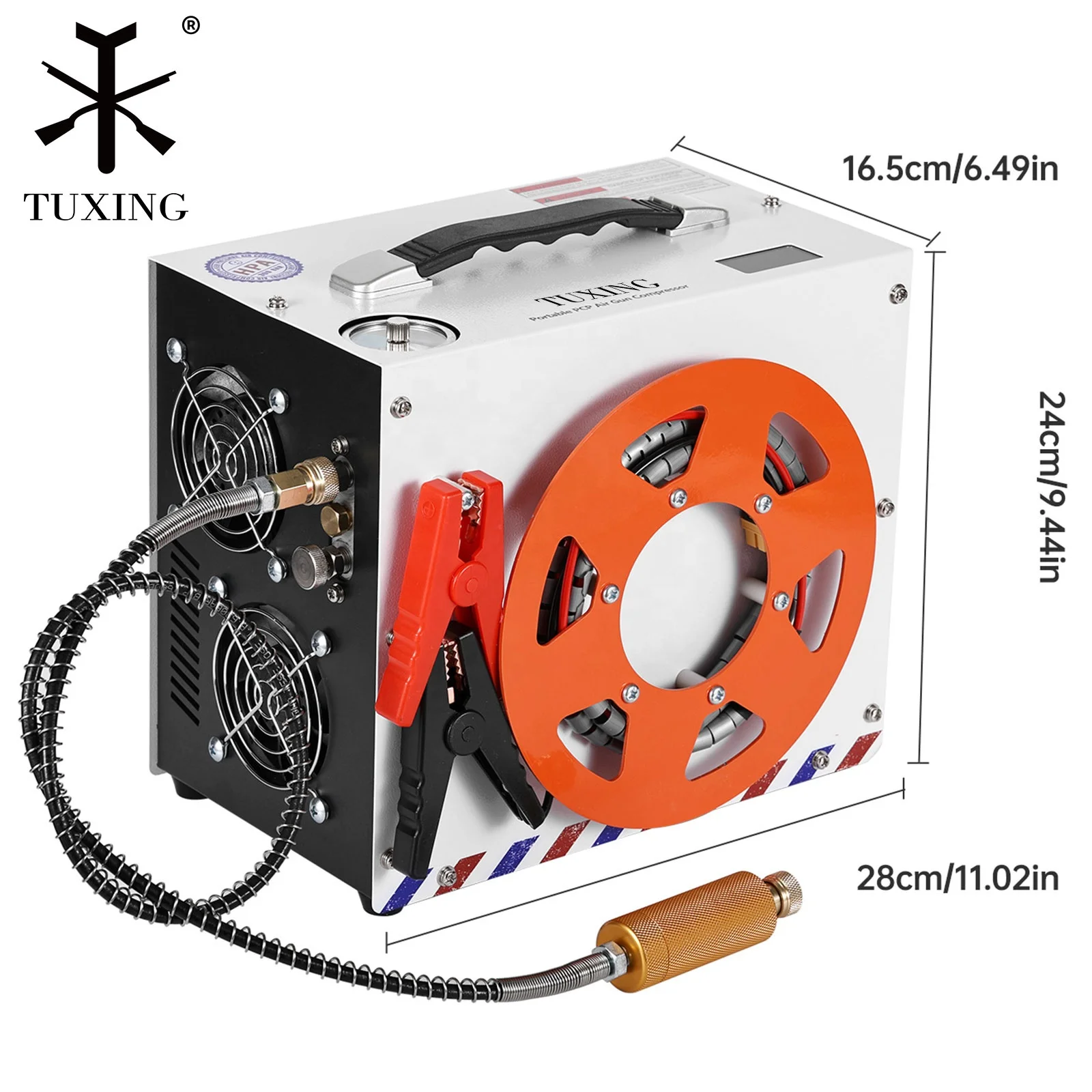 Convenient High Pressure Double Cylinder 4500psi/300bar 12V Car Battery Auto Stop   Air Compressor For Gas Tank