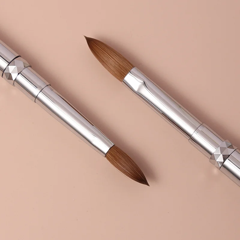 

1Pc Stainless Steel Handle Kolinsky Sable Nail Art Brush Acrylic UV Gel Extension Pen Nail Polish Painting Drawing Brush 8#-18#