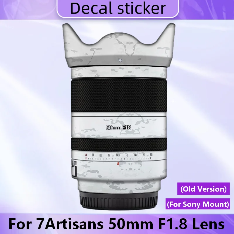 For 7Artisans 50mm F1.8 (Old Version) For Sony Mount Lens Sticker Vinyl Wrap Film Lens Body Protective Sticker Protector Coat