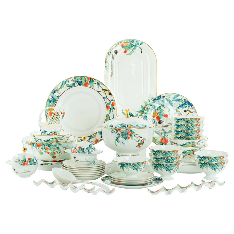 

Chinese dish set household 2025 new light luxury Jingdezhen bone china tableware gift box housewarming