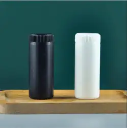 50pcs 60ml Black White Plastic Storage Bottles Factory Round Baby Powder Emballage Empty Cans Split Charging Pearl Packaging New