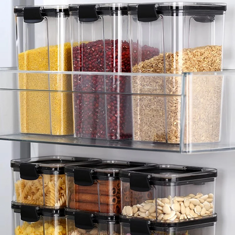 1PC Sealed Jars Kitchen Grain Storage Organizer Large Tank Plastic Moisture-proof Storage Box Household Seasoning Jars Set