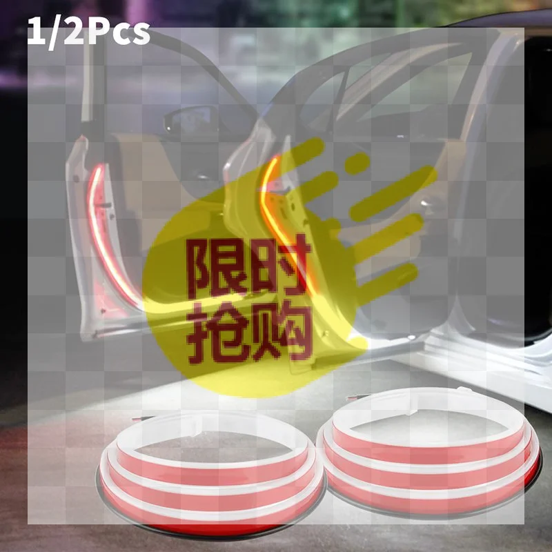 【CMO】1/2Pcs Car Door Opening Warning Flash Led Welcome Light Strip Parking Safety Auto Strobe Signal Lamp Waterproof Auto Decor
