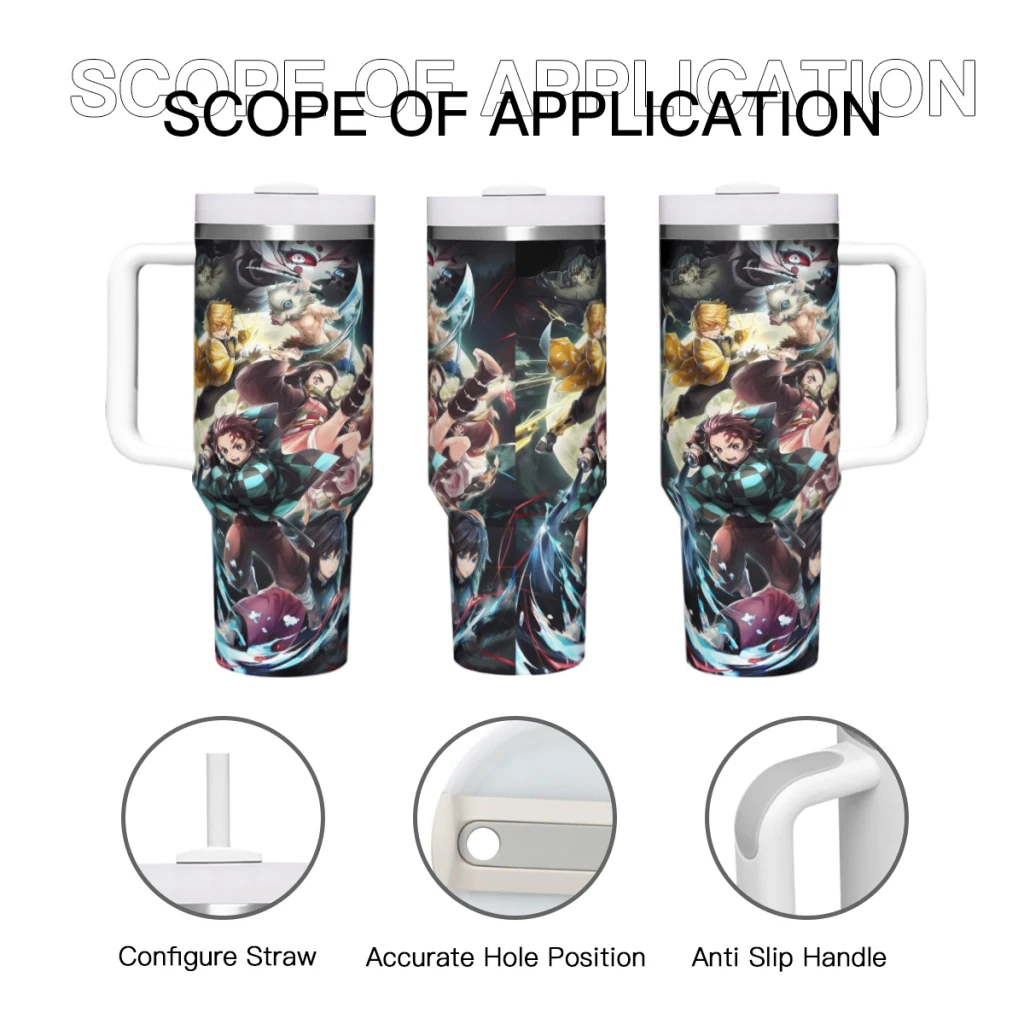 Car Travel Mugs Anime Demon Slayer Stainless Steel 304 Tumbler Water Bottle 40oz/1200ml