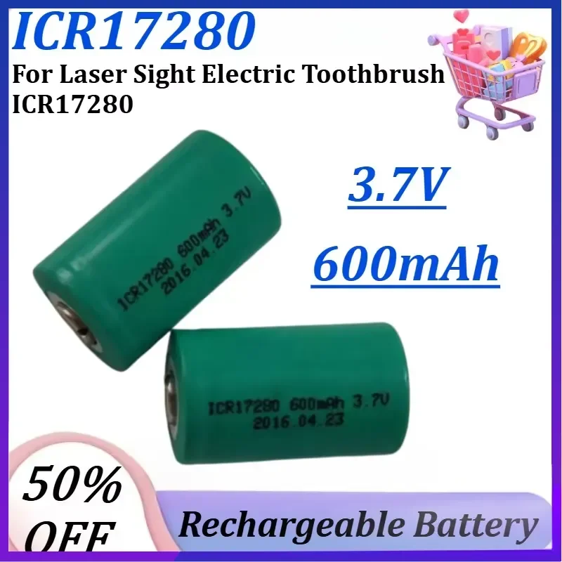 New ICR17280 Lithium Battery Charging 3.7V 600mAh For Laser Sight Electric Toothbrush ICR17280
