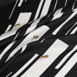 Redraspberry 138CM 110g/m Black and white bee silk cotton spinning fabrics clothes Garment DIY sewing materials Free shipping