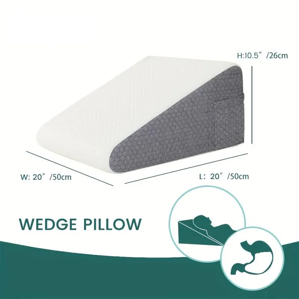 Bed Wedge Pillow for Sleeping, Soft Memory Foam Top, Triangle Pillow ...