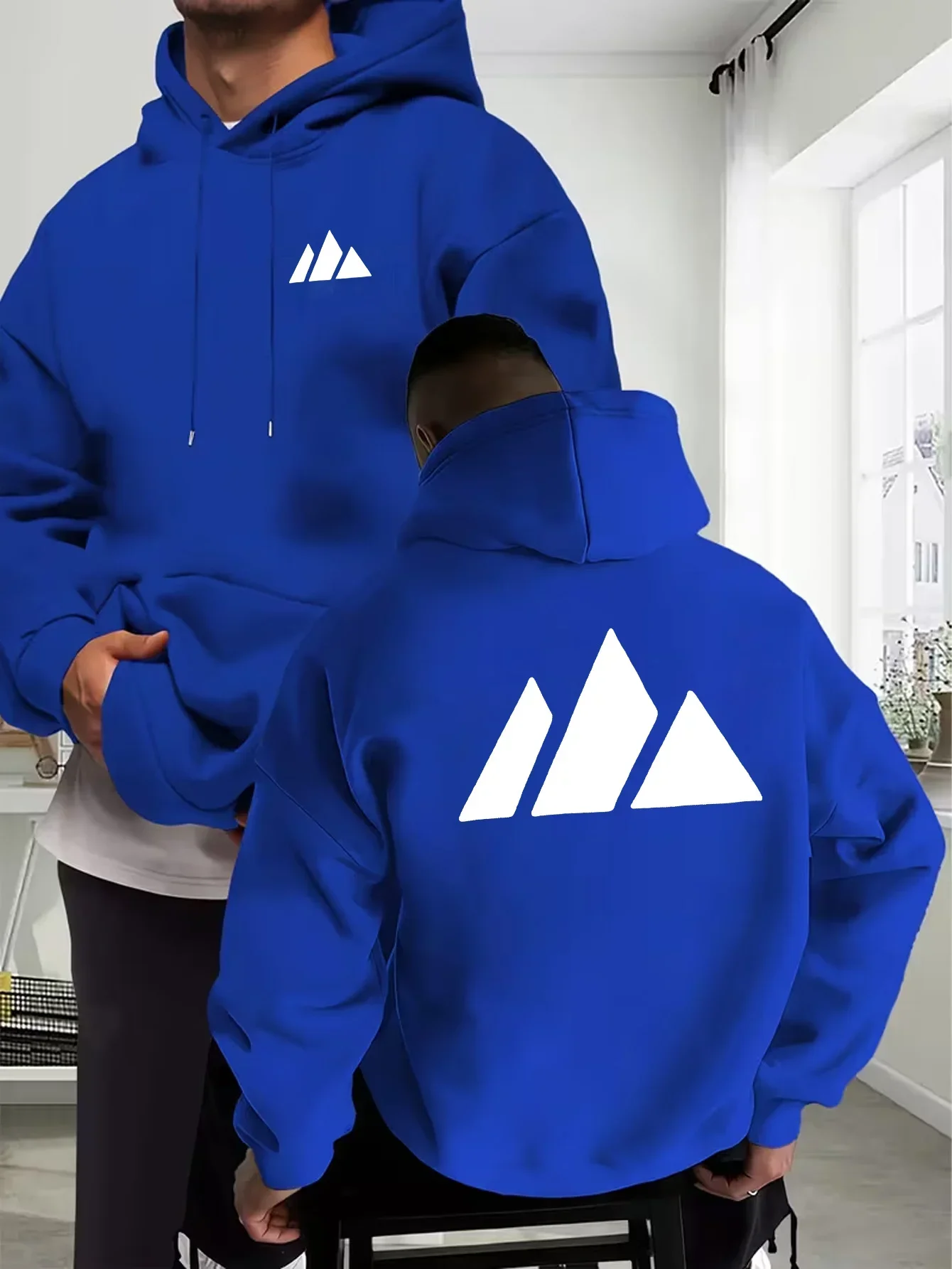 Men Fall Winter White Mountain Graphic Hoodie Relaxed Fit Comfort Pullover Sweatshirt Urban Outdoor Streetwear Daily Casual Tops