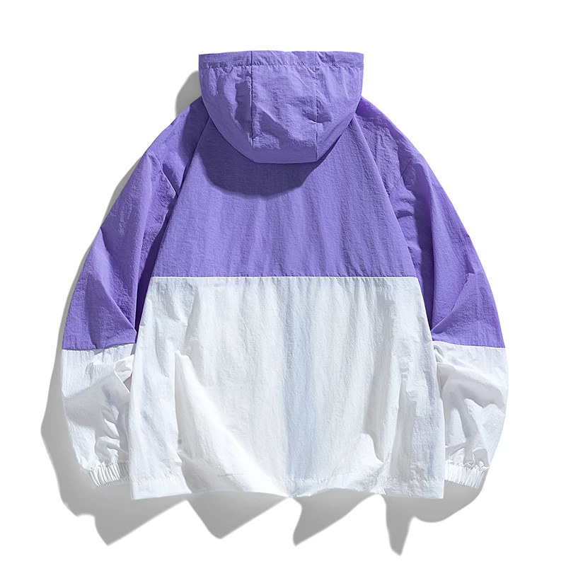 UPF 50+ Sun Protection Quick-Drying Clothes Men Women Lightweight Splicing Hooded Ice Silk Anti-UV Jacket Outdoor Sports Coats