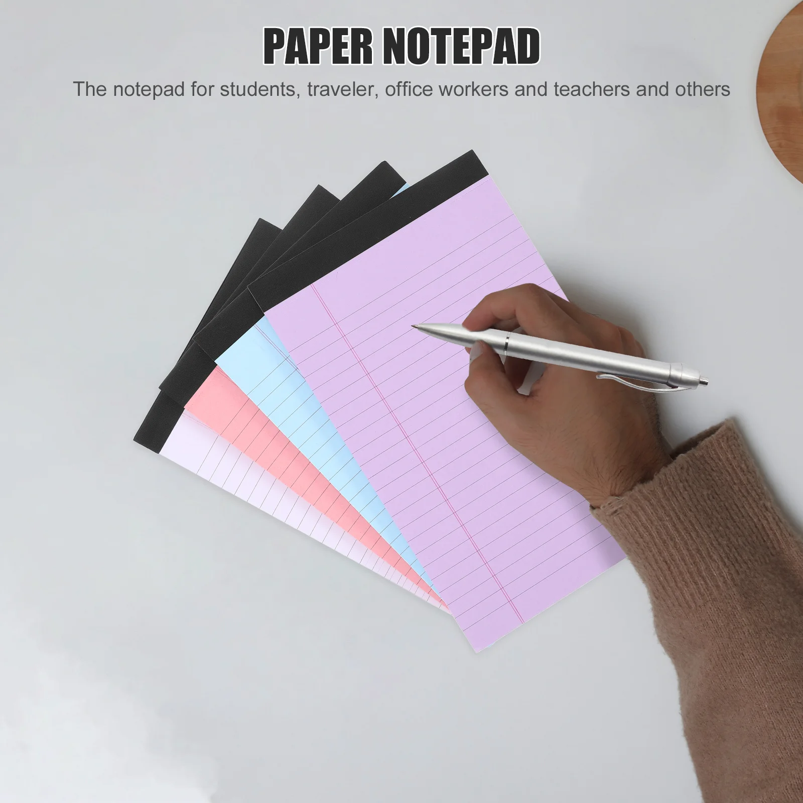 4 Books The Notebook Paper Notepad Wide Ruled Plaid Pads Memo Pocket for Work Office