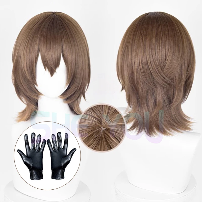 Game Persona 5 P5 Hero Cosplay Wig cShort 38cm Brown Wig Cosplay Anime Wig Heat Resistant Hair Halloween Wigs +Wig Cap