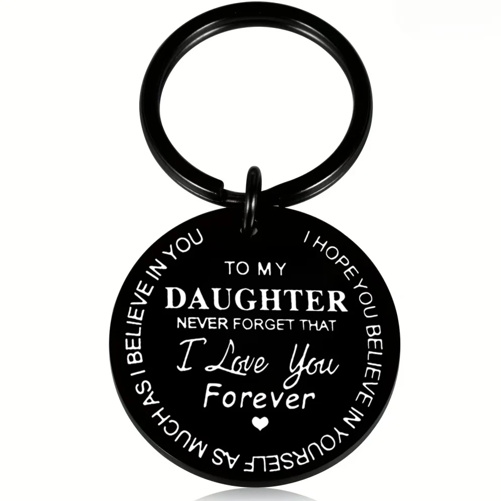 هدية سلسلة مفاتيح ملهمة لابنة من أبي وأمي لا تنسى أبدًا أنني أحبك إلى الأبد - مثالية لعيد الميلاد وأعياد الميلاد