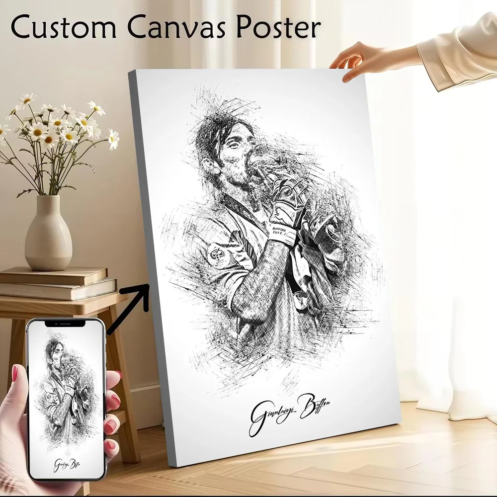 Póster Impreso en Lienzo de Gianluigi Buffon, Cuadros Personalizados, Arte de Pared, Pintura en Lienzo para Decoración del Hogar con Temática y Especializada, Decoración de Pared