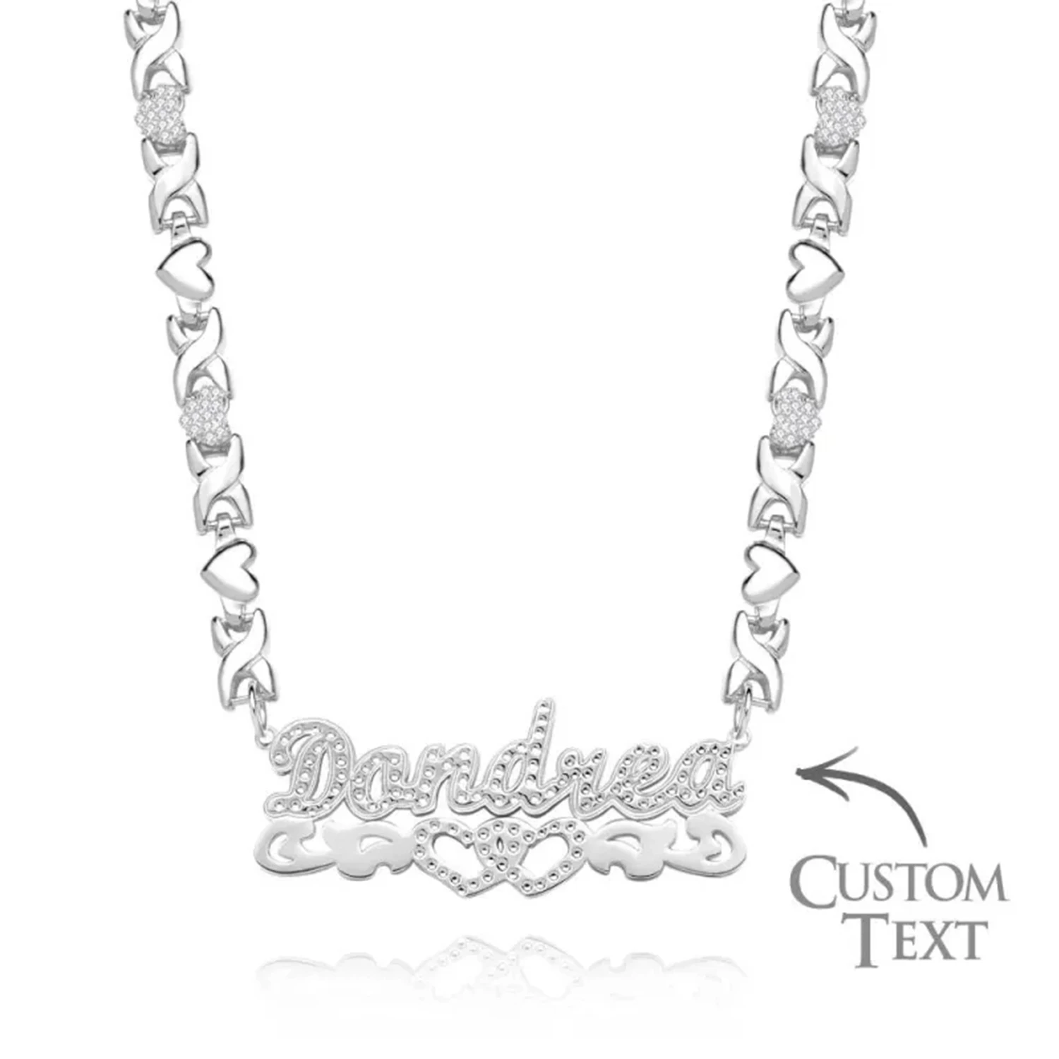 

Personalized Name Necklace With XOXO Chain Stainless Steel 3D Double Nameplate Necklace for Women Men Jewelry Gifts