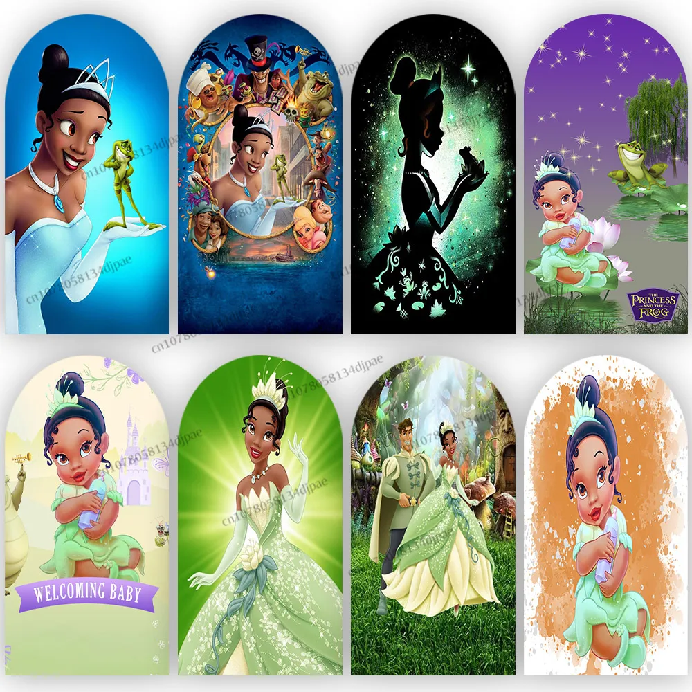 

The Princess and the Frog Party Arch Backdrop Kids Girl Birthday Background Baby Shower Princess Tiana Decoration Supplies