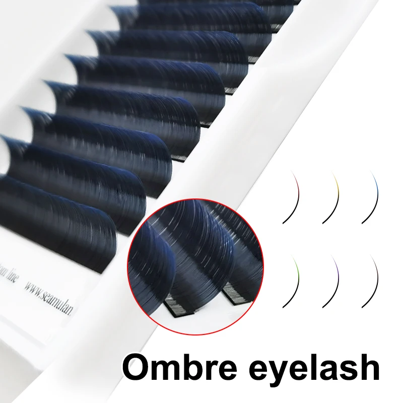 Mix Length Ombre Colored Individual Eyelashes Extension Green Red Blue Purple False Eyelashes Colorful Cilia Ombre Eyelashes