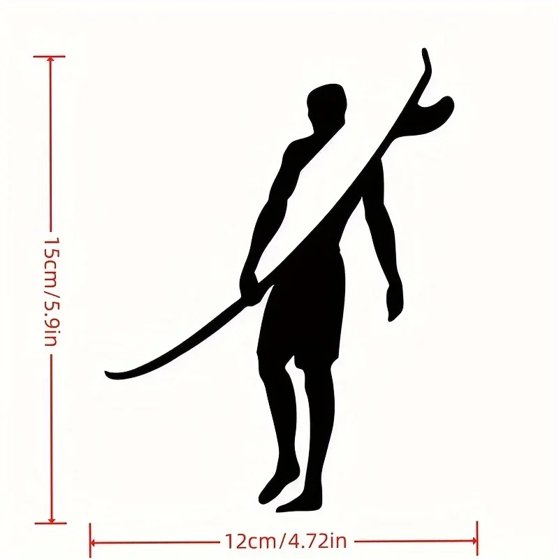 قطعة واحدة من رسومات الدراجة Surfer Silhouette - تصميم أحمر/أسود، يناسب إطارات الدراجة/المقود، أيضًا لأجهزة الكمبيوتر المحمولة/حقائب الظهر، أنيق ومتين