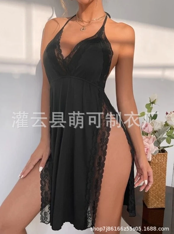 Sexy Dresses for Women Loose Backless Camisole Pajamas with Slit and Playful Pajamas New Fashion 2024 Summer Casual