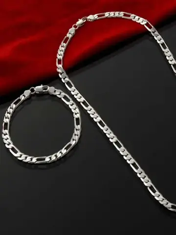 Fine Noble New Arrive 925 Silver 4MM Chain for Men Women Bracelet Necklace Jewelry Set Lady Christma Gifts Charms Wedding