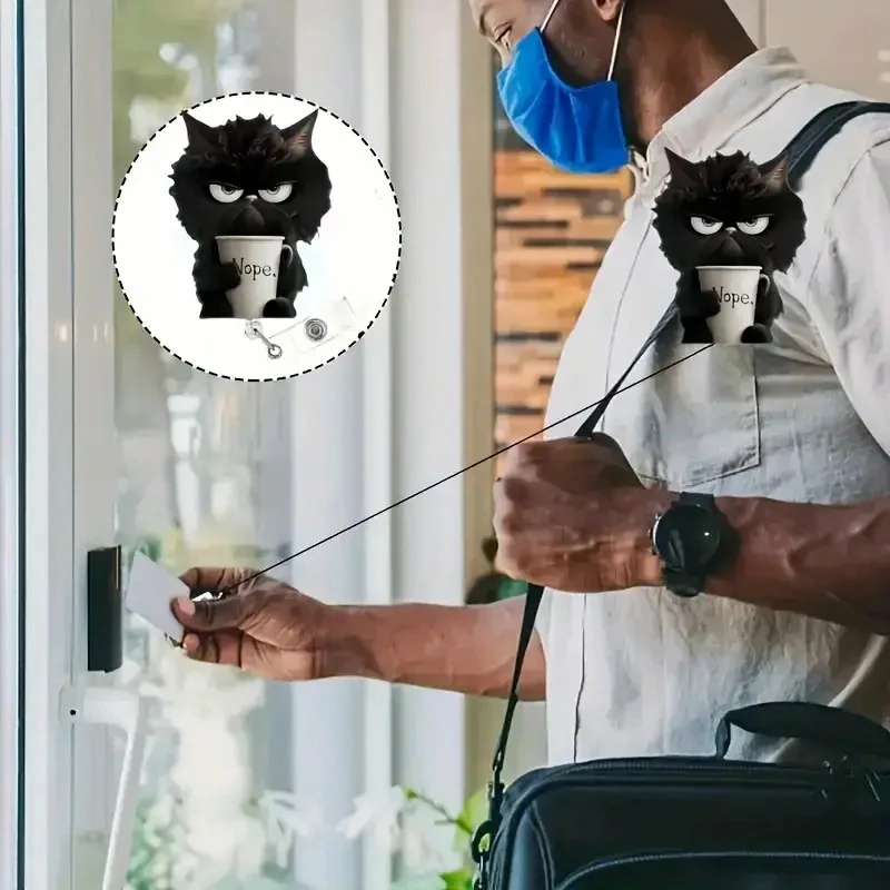 Забавный-зажим-для-значка-кофе-черного-кота-многофункциональные-украшения-милый-мультяшный-котенок-2d-плоский-акриловый-зажим-для-удостоверения-личности-подходит-для-автомобилей-сумка