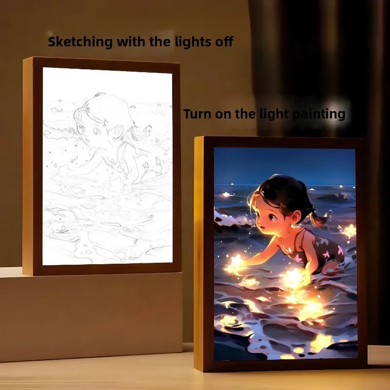 23 cm/9,06 in 3D Anime Licht Malerei Mädchen Engel Foto Nacht Lampe Kreativität Led Tisch Top Display Schlafzimmer Dekoration urlaub Geschenk