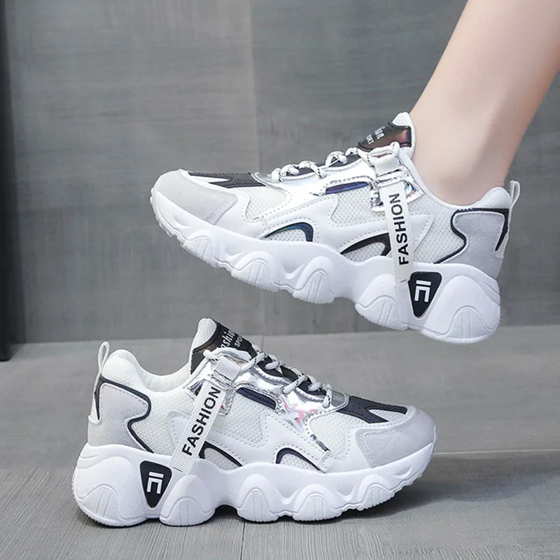 Women Sneakers Casual Platform Shoe2022 Fashion Korean Women Chunky Sneakers Platform Autumn Breathable Mixed Colors Women Shoes