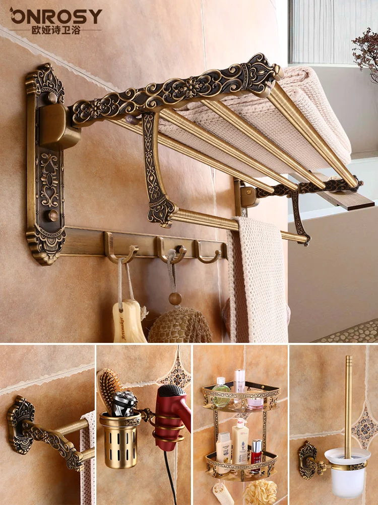 Wyj Antique Bathroom Toilet Storage Rack Set Hardware Pendant Bath Towel Rack Punch-Free