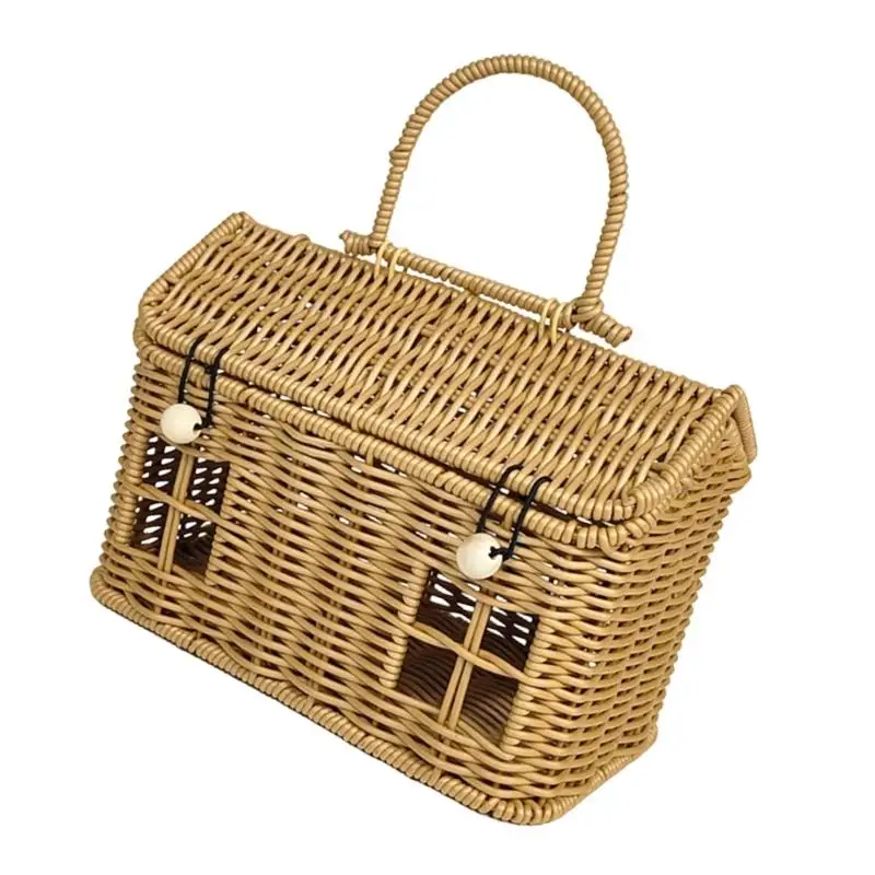 652F Creative House Designs Portable Rattan Organizers Bin Retro Decors Storage