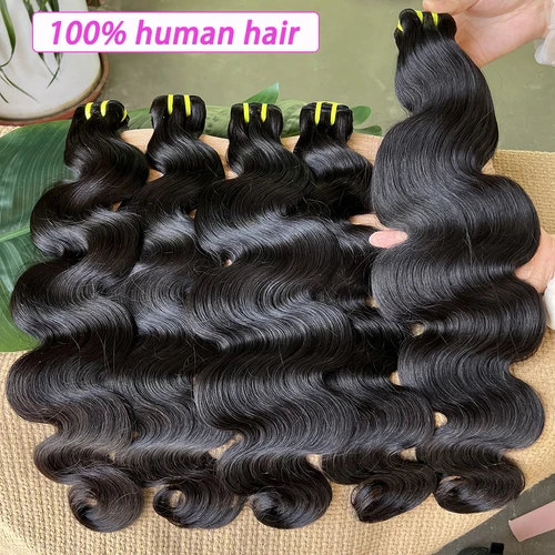 Imagen 2 del producto Mechones de ondas corporales 100% cabello humano vietnamita crudo sin procesar extensiones de cabello rizado ondulado Color negro Natural para mujeres