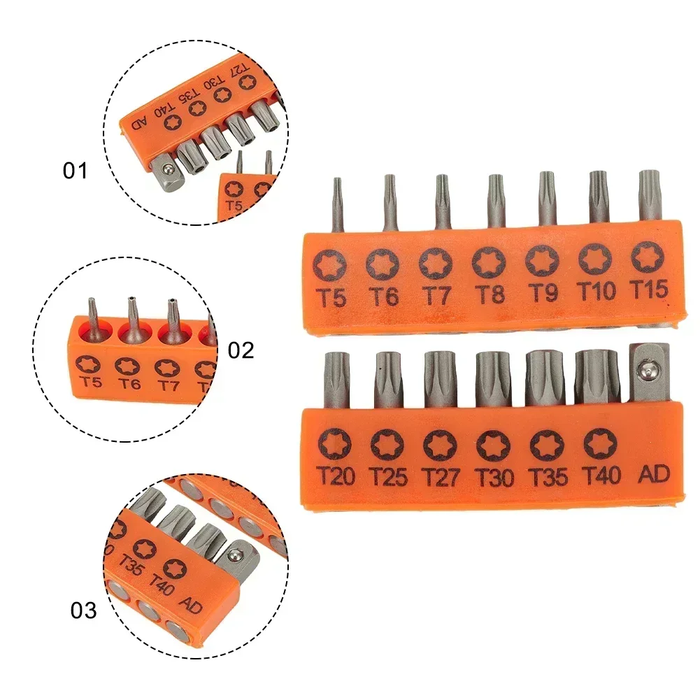 14pcs 25mm Torx Screwdriver Bits With Hole T7 T8 T15 T20 T25 T27 T30 T40 1/4 Inch Hex Electric Screw Driver Star Bit Set