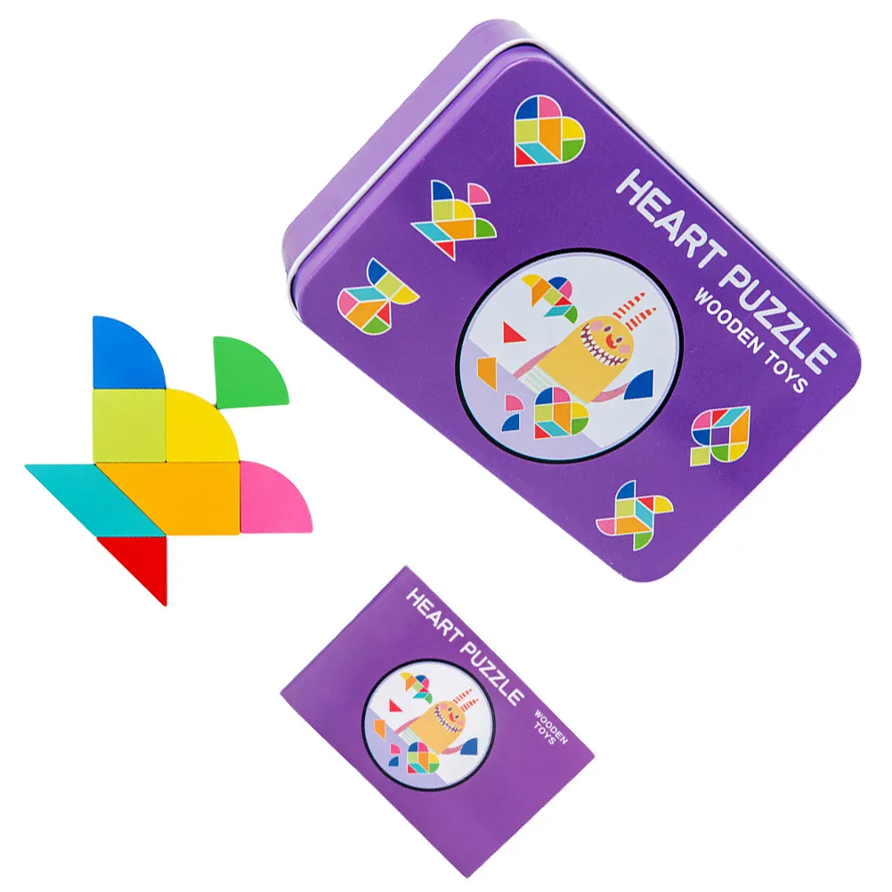 

1 Set of Wooden Tangram Kids Educational Tangram Seven-Piece Puzzle Geometrical Shape Jigsaw Puzzle with Storage Box Purple