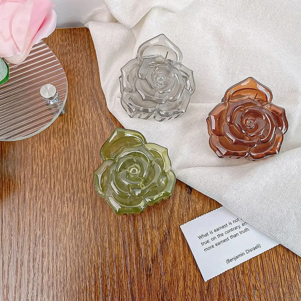 

Transparent Retro Rose Hair Claw Fashion Design Korean Style Flower Hair Clip Ponytail Hairpin Shark Clamp Acrylic Hair Claw