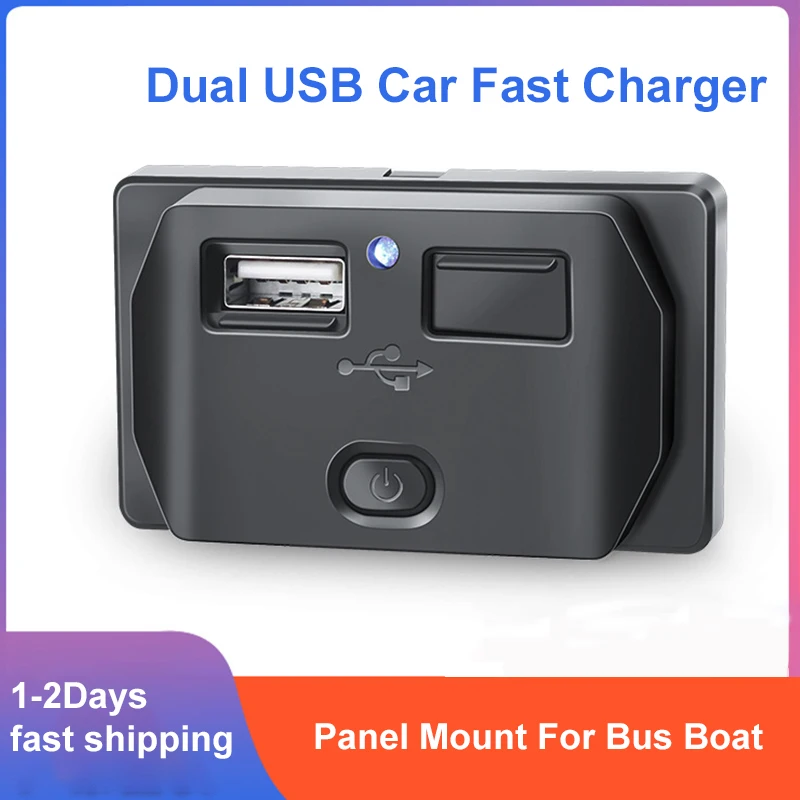 

Car Dual Usb Adapter Charger 12v-24v 3.1A Car Charger 2 Port 3.1A Dual Usb Charger for Bus Boat Marine Caravan Rv Camper