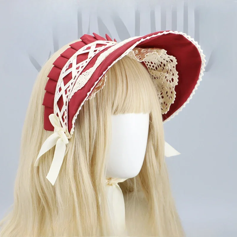 Kawaii Lolita Headband Cosplay Cute Maid Girls Lace Sweet Gothic Anime Hair Accessories Women Bowknot Hair Band Gift