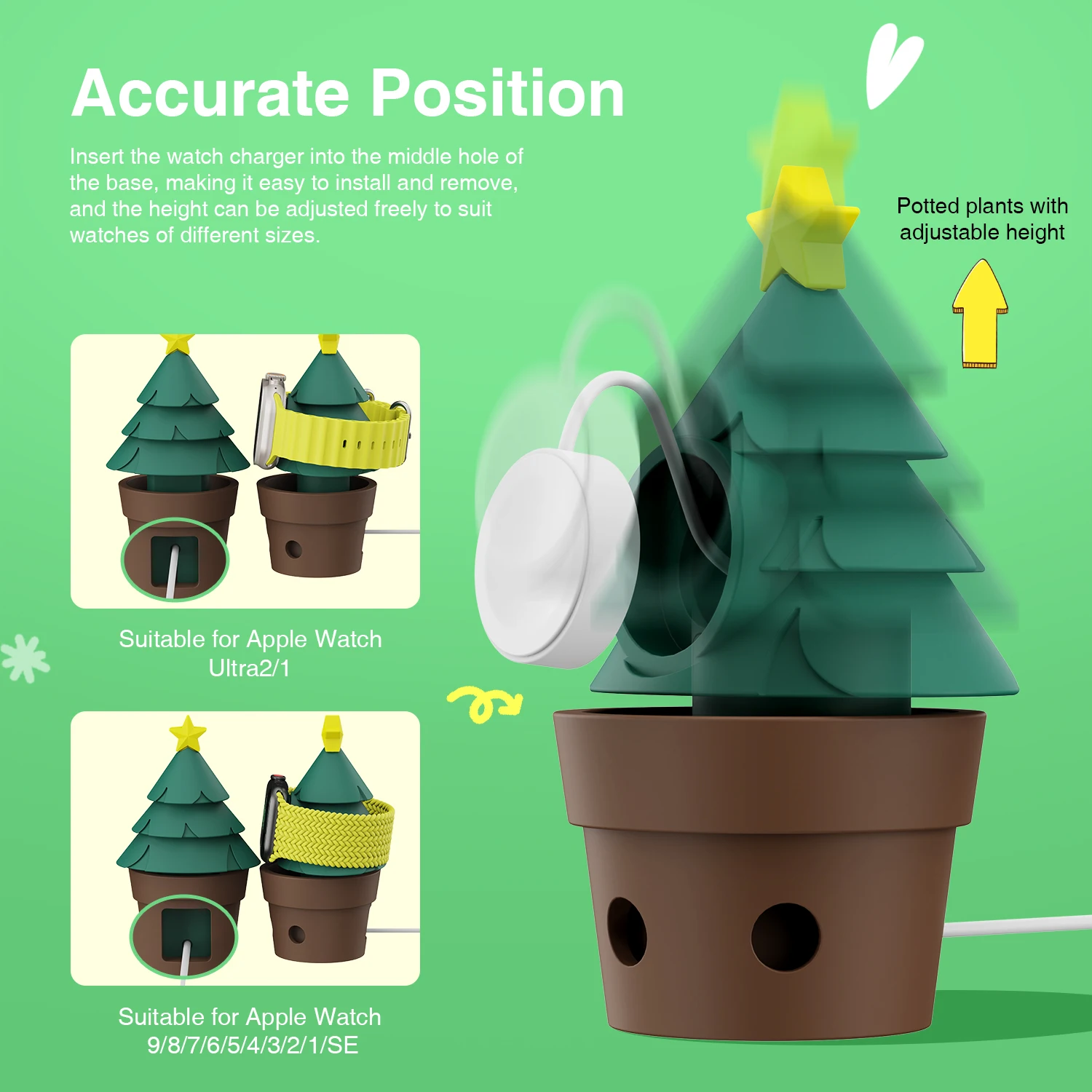 Силиконовая подставка для зарядного устройства для Apple Watch серии 9 8 7 6 5 4 3 2 SE, зарядный док-держатель для iWatch Apple Watch Ultra 2/1, кронштейн