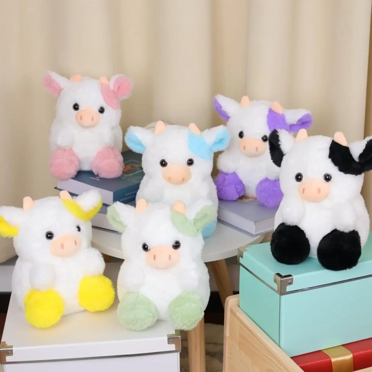 1Pcs 7.9 Inch Cute Cow Stuffed Animal Toy, Super Soft and Cute Cow Doll, Christmas, New Year, Birthday Gift