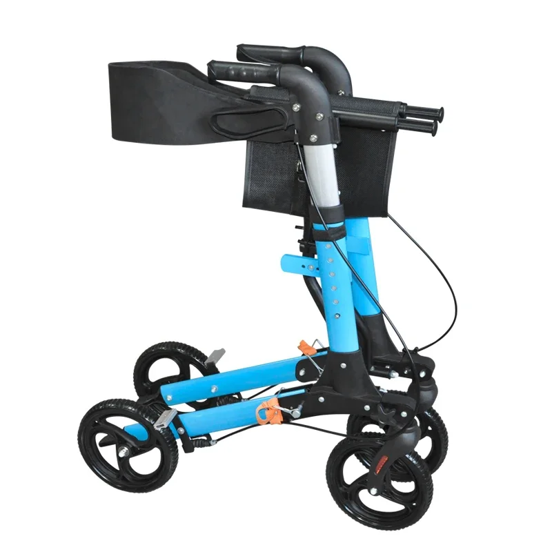 Walker Aid Lightweight Folding Aluminum Mobility Rollator Adjustable Seat and Arms for disable Shopping trolley