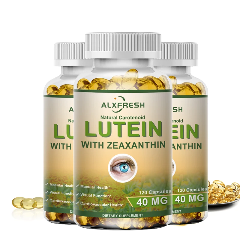 Alxfresh Natural Lutein 40 mg With Zeaxanthin Health Supplements and Vitamins Non-GMO & Gluten Free 120/60 Capsules