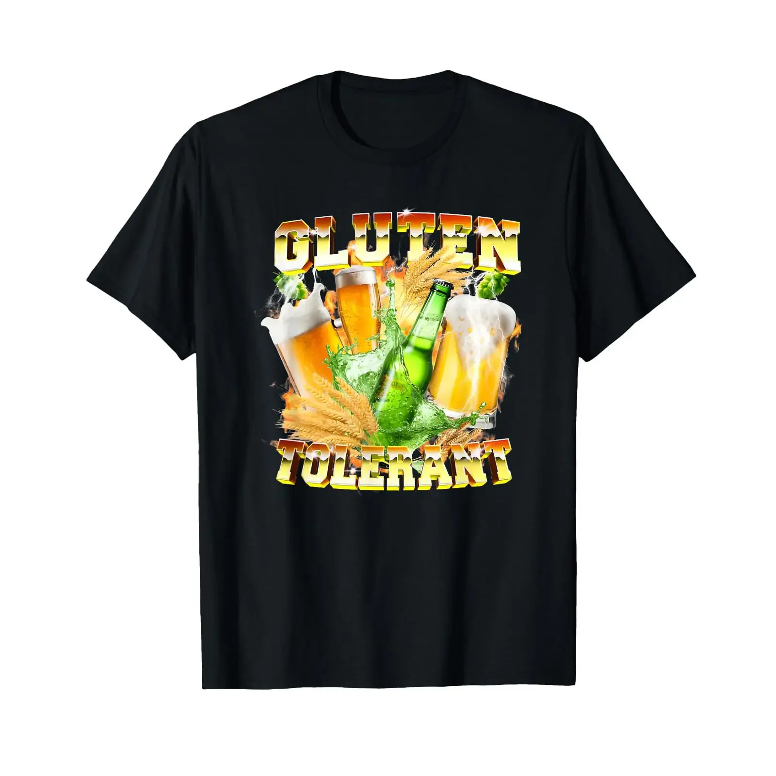 Gluten Tolerant T Shirt black vintage Washed fashion streetwear Unisex Versatile Stretched Top For Everyday Wear