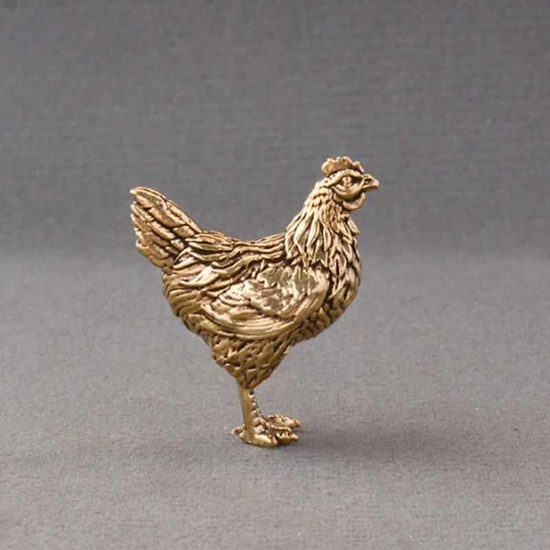 1/2PCS Miniatures Copper Rooster And Hen Ornaments Solid Brass Rooster Small Statue Office Desktop Ornaments Tea Pet Crafts