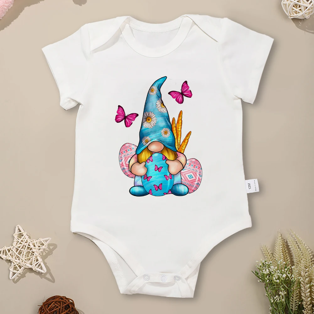 

Easter Egg Gnome Cute Baby Boy and Girl Clothes Aesthetic Festival Style Fashion Infant Onesies Spring Casual Newborn Bodysuit